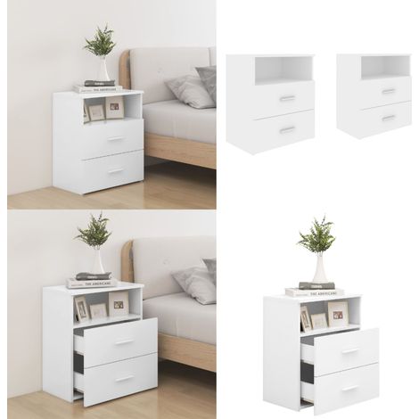 Nachttische 2 Stk. Weiß 50x32x60 cm - Nachttisch - Nachttische - Kommode - Wohnzimmer Dekoration - Weißer Schrank - Home & Living