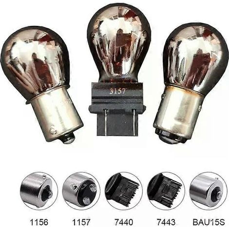 Für 2 Stück 581 PY21W S25 BA15S BAU15s T20 7440 3156 3157 Silber / Chrom Bernstein Glas 12V 21W Auto Rücklicht Bremslicht Blinker Glühbirne-JXLGV (1/4)