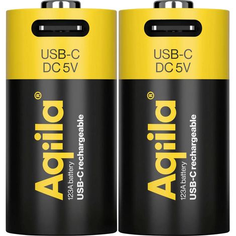 Aqiila Akku Batteria ricaricabile speciale CR-123A Li-Ion 3 V 750 mAh 2 pz.