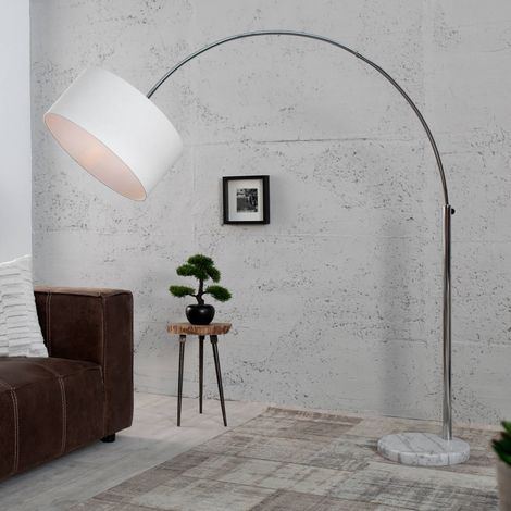 Bogenleuchte groß 200 cm Weiß Chrom Metall verstellbare Stehlampe (1/5)