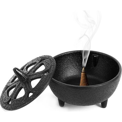 Bruleur Encens Charbon, Brûleur d'encens en Fonte de Lotus Porte-Bâton D'encens pour la Décoration de la Maison (1/5)