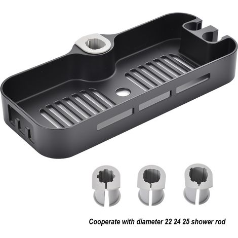 Estante de ducha para barra de ducha, estante de ducha de altura ajustable para todos los diámetros de 22 24 25 mm de barra de ducha redonda, estante de ducha ajustable, organizador de barra de ducha (1/5)