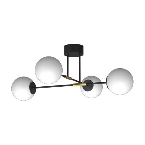 Plafonnier noir-or 4 globes verre E27 Glame Luminex
