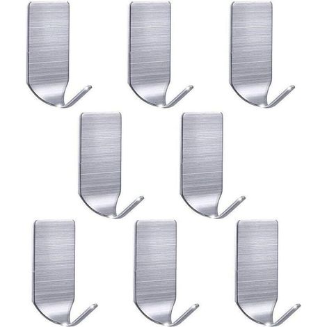 Crochets forts Crochet Mural Crochets muraux en Acier Inoxydable imperméable à l'eau pour la Robe Robe Serviette Porte-clés Sacs de Noël Lumières-Accueil Cuisine Salle 8-Pack (1/4)