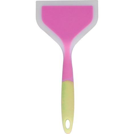 Spatule de Cuisson en Silicone Bicolore Transparente, Large pour Poêle à Pancakes et Friture, Pelle de Cuisine Maison (Tête Violette) (1/5)
