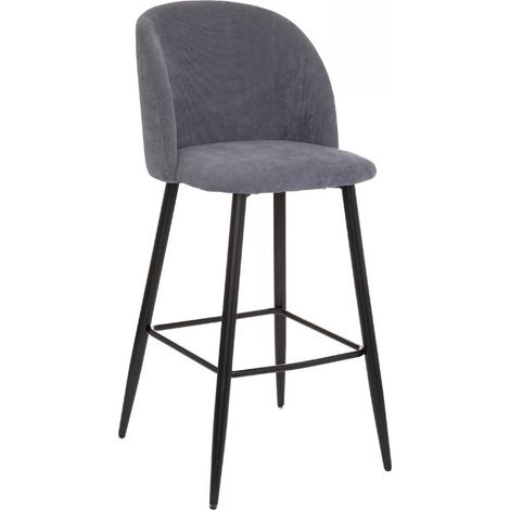 Lot de 2 chaises de bar en fer et bois coloris gris - Longueur 48 x profondeur 56 x hauteur 106 cm -PEGANE- (1/3)