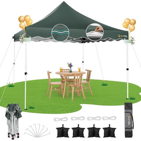 Faltpavillon 3x3m Grau Wasserdicht Stabil Pop Up Partyzelt Winterfest mit Sandsäcken (1/5)