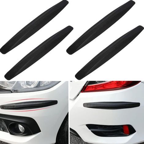 4PCS Flexible Bumper Protectors for Front and Rear Bumpers, Scratch Protection, Universal Bumper Protector Strip, Self-Adhesive Car Bumper Protection (Black) (1/4)