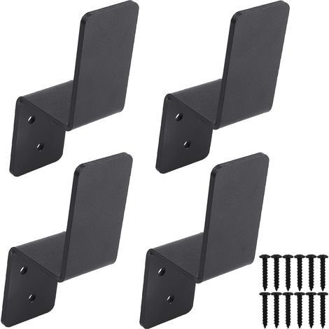 Lot de 4 supports de barricade de porte de 5,1 x 10,2 cm Support de barre ouverte en acier robuste pour verrou de porte de sécurité en Z pour planches de 2 x 4, cintre à outils pour votre maison (1/5)