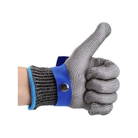 Cyslmuk – Guanti antitaglio XL in acciaio inox – Protezione livello 5 – Chiusura regolabile – Comfort in cotone per uso industriale (1/5)