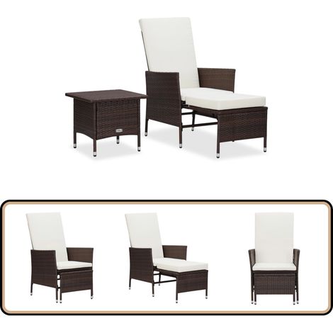 2-tlg. Garten-Lounge-Set mit Kissen Poly Rattan Braun - Gartensessel - Lounge Möbel - Gartenmöbel Set - Outdoor Furniture - Rattan Gartenstuhl