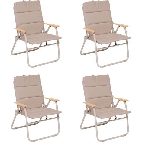 Lot de 4 Chaises de Camping "Pliable" 91cm Beige (1/4)