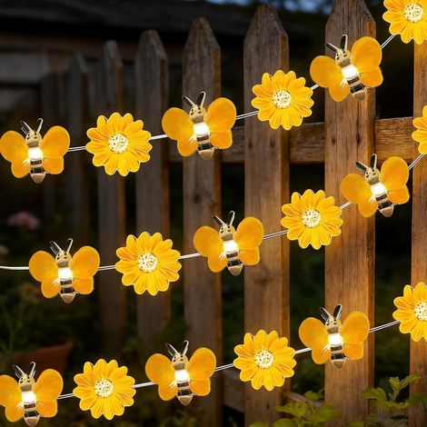 Guirlande Lumineuse Abeilles,20 LED Guirlande de Fleurs Artificielles 2M,Chaîne Lumineuse Led,Guirlandes Lumineuses D'intérieur,pour Jardin,Mariage,Terrasse,Décoration printanière (1/5)