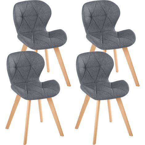 Set di 4 sedie da pranzo in tessuto grigio scuro ROBINE (1/5)