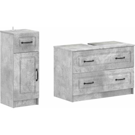 vidaXL Set di Armadi da Bagno da 2 Pezzi UTRECHT Grigio Cemento (1/5)