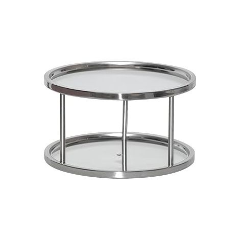 Lazy Susan Gewürzregal, 2-stufiger Schrank-Organizer – Durchmesser 9,5 Zoll, Edelstahl – Arbeitsplatten-Organizer und drehbares Gewürzregal zur Aufbewahrung in der Speisekammer (1/4)
