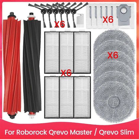 27-teiliges Set inklusive Bürste, Staubbeutel, Filter und Reinigungstuch für den Roborock Qrevo Master Qrevo Slim Staubsauger.