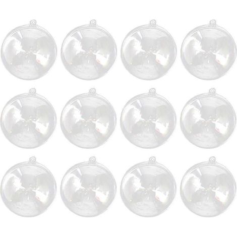 Boules de Noël à remplir, boules transparentes en plastique à suspendre (5 x 5 x 5 cm) pour décoration DIY, fêtes et bureau, lot de 15 (1/5)