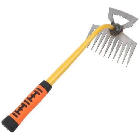 1 désherbeur avec manche de 40 cm, avec 11 dents, 2 en 1, outil de désherbage manuel en acier inoxydable, grattoir à joints, outil de jardinage (1/5)