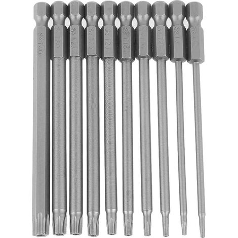Jeu de 10 embouts de tournevis cruciformes Phillips en acier S2, tige hexagonale de 100 mm (1/4")-AquaForge (1/5)