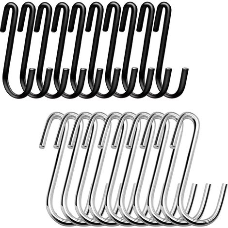 Robuste S-förmige Haken, 6 cm für Küche, Badezimmer, Schlafzimmer und Büro (50 schwarz, 50 silber) (1/5)