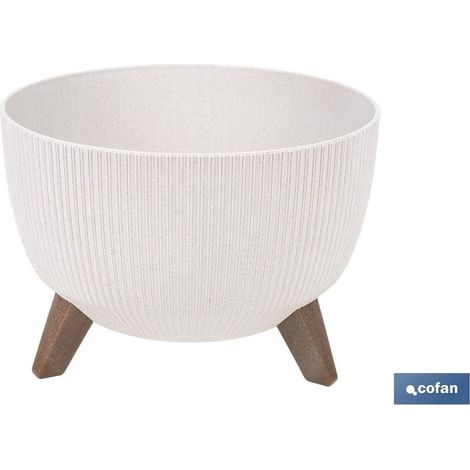 Pot de fleurs décoratif en composite bois-plastique (WPC) avec pieds amovibles et drainage Ø 290 x 230 mm, 9,3 l (1/4)