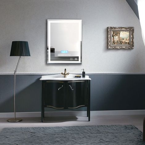 Miroir de Salle de Bain avec Haut-Parleur Bluetooth Intégré, Changement de Couleur, Interrupteur Tactile (600 x 800 mm) (1/5)