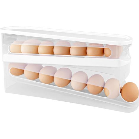 Dispensador automático de huevos de 2 niveles, con capacidad para 12-14 huevos grandes, para refrigerador/cocina/armarios. (1/5)