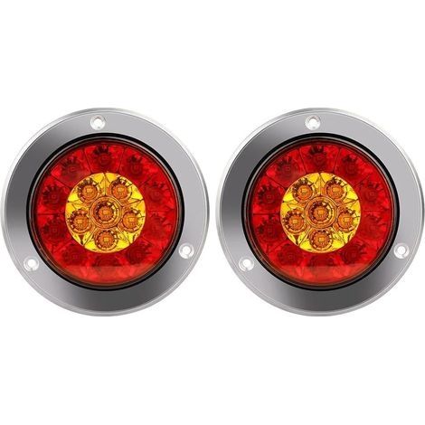 Rond LED Feu de Freinage Feu, 4x4"Rouge Ambre LED Feux Arrière Indicateur Lampe (1/5)