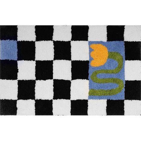 Tapis de bain à grilles pelucheuses, doux, pour salle de bain, chevet, antidérapant, décoration de maison, pour chambre à coucher, porte d'entrée (1/5)