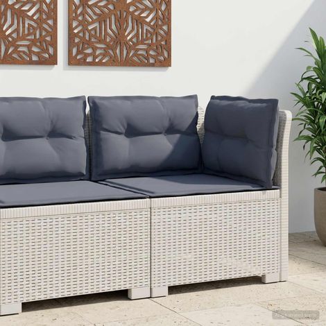Canapé de Jardin 1 Place Look Rotin en PP Blanc avec Coussins Gris Clair 62x62x70 cm - PANGIVO (1/5)