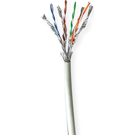 Bobina de cable cat7 solido sftp cobre 1000 m para interior redondo lszh gris caja carton (1/2)