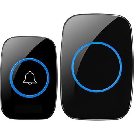 Sonnette Sans Fil,5 Niveaux Volumes 60 Mélodies Au Et Indicateur Led,300M Un Emetteurs Avec Un Récepteur Enfichable,Wireless Doorbell Niveau d'étanchéité IP55 Ensemble de étanche