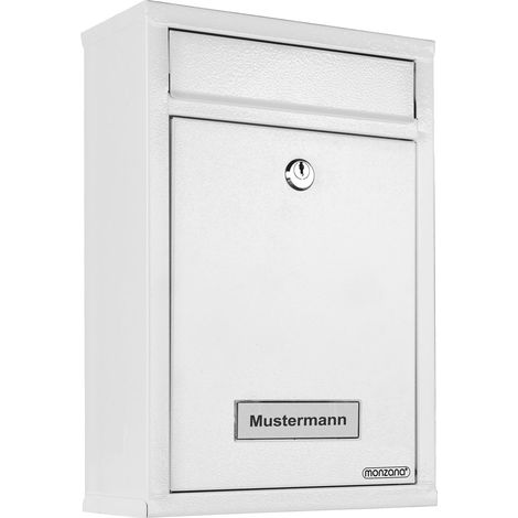 Lockable white steel mailbox 32x22x9cm weatherproof