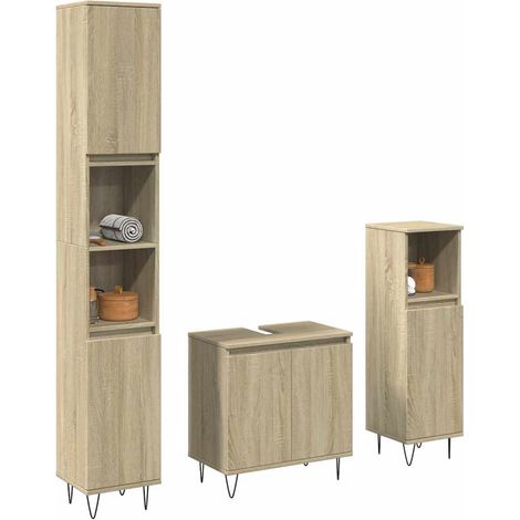 3-tlg. Badmöbel-Set Sonoma-Eiche Holzwerkstoff