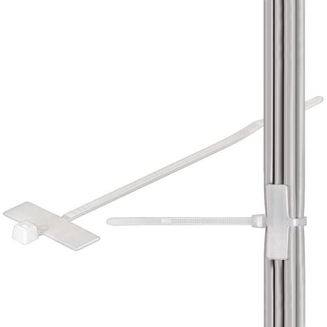 Lot de 200 serre-câbles - 100 x 2,5 mm - Avec champ d'inscription - Dimensions du champ : 24 x 8 mm - Inscriptibles et autobloquants - Blanc transparent (1/3)