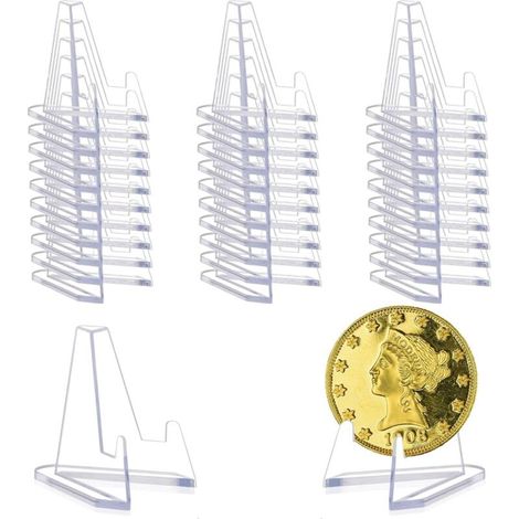 Bardusch-Lot de 25 supports acryliques pour cartes, monnaies, assiettes, médailles et chevalets d'exposition (1/5)