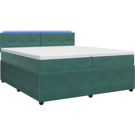 Maison Exclusive - Letto box spring con materasso Verde Scuro 200 x 200 cm Velluto (1/5)