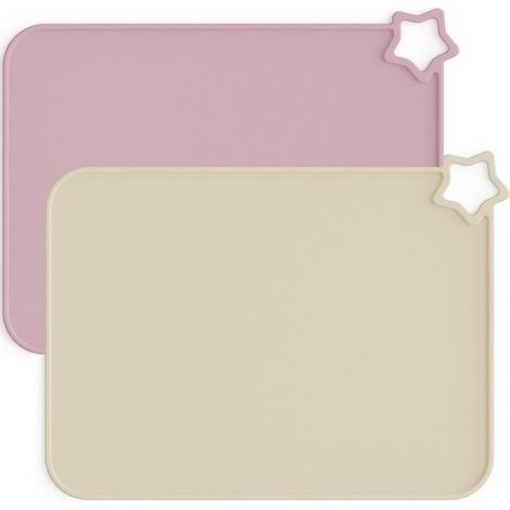 Set mit 2 Silikon-Platzsets für Babys - Waschbar - Rutschfest - Fleckenabweisend - Tragbar - Geeignet für Kinder und Kleinkinder (1/5)