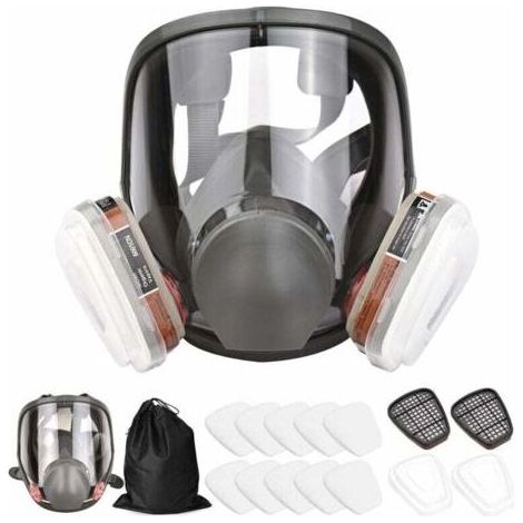 Masque de protection complet en silicone – 16 en 1 avec 2 cartouches filtrantes – Pour substances dangereuses et poussières – Sac de rangement inclus (1/5)
