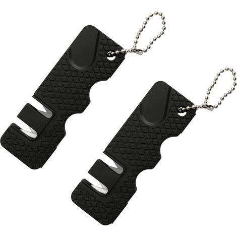 Set mit 2 Mini-Schärfsteinen für den Outdoor-Einsatz, Küchenhelfer, multifunktional, tragbar, geeignet für Reisen, schwarz (1/5)
