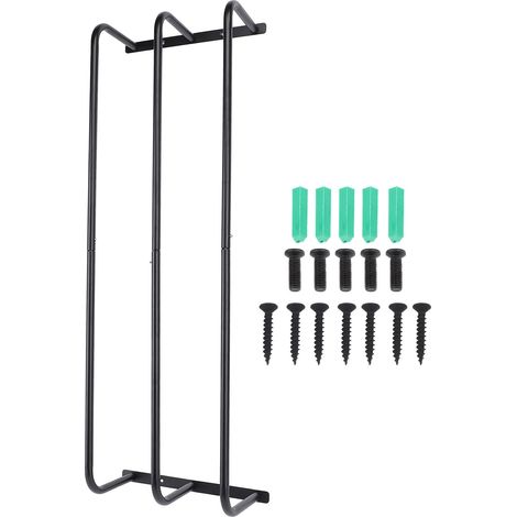 Toallero de pared con tres barras de hierro negro para un almacenamiento vertical y organizado diseño moderno y funcional para el baño. (1/5)