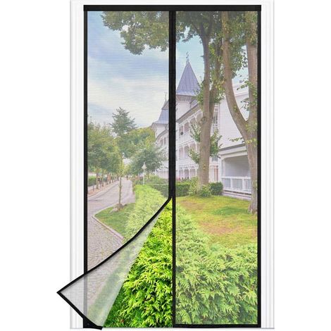 HOXILEELEOMoustiquaire Porte Fenetre, 120 x 220 CM - Maille Fine NOIRE Rideau Anti Mouche (1/5)