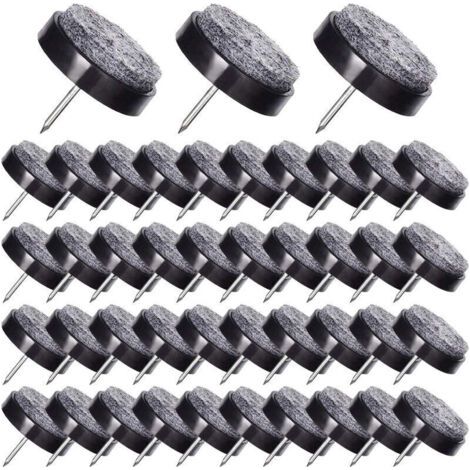 50 almohadillas para sillas con clavos, 24 mm, de fieltro negro, para proteger las patas de los muebles.