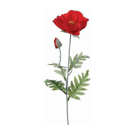 Papavero artificiale, 70 cm, rosso, poliestere (1/2)