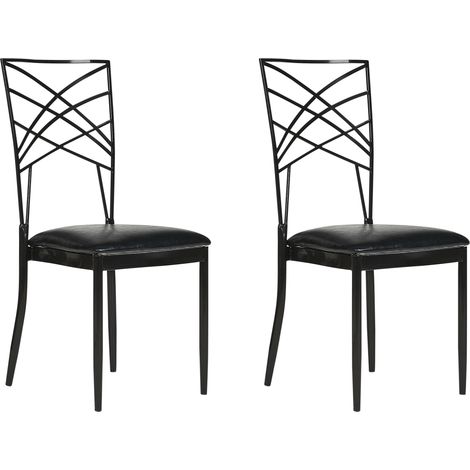 Conjunto de 2 sillas de comedor metal asiento de piel sintética negro Girard (1/5)