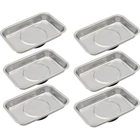 6-teiliges Magnettablett, 95 x 65 mm, Edelstahl, für Werkzeuge, Schrauben, Bohrer und Nägel, Hochleistungsmagnet, dickes Magnettablett