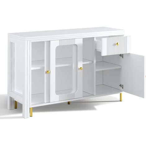 Buffet blanc avec plateau pliable extensible 116x40x78,5 cm en MDF MODENUIT (1/5)
