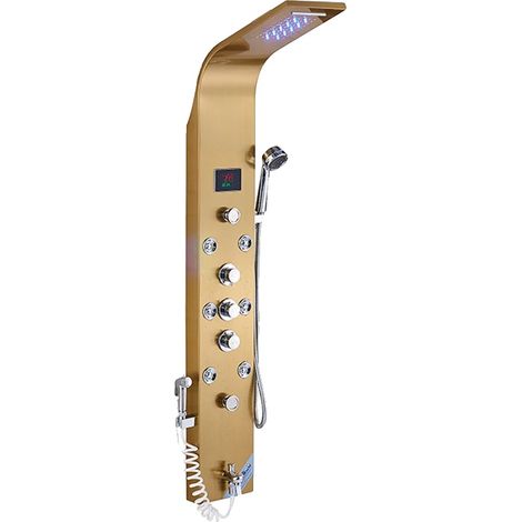 Pannello doccia con display LED della temperatura, design multifunzionale, colore oro 8009 (1/2)