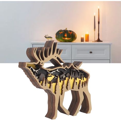 Halloween-Dekorationen aus Holz: originelle Kreationen, festliche Bastelarbeiten, dekorative Halloween-Figuren, Elche (1/5)